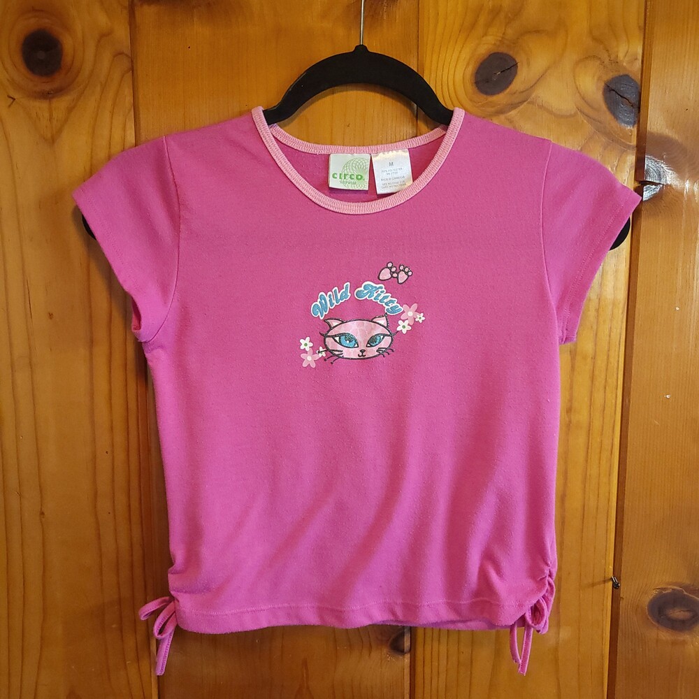 Vintage y2k 00s Circo Pink Polyester Girls Medium Crop Top Wild Kitty